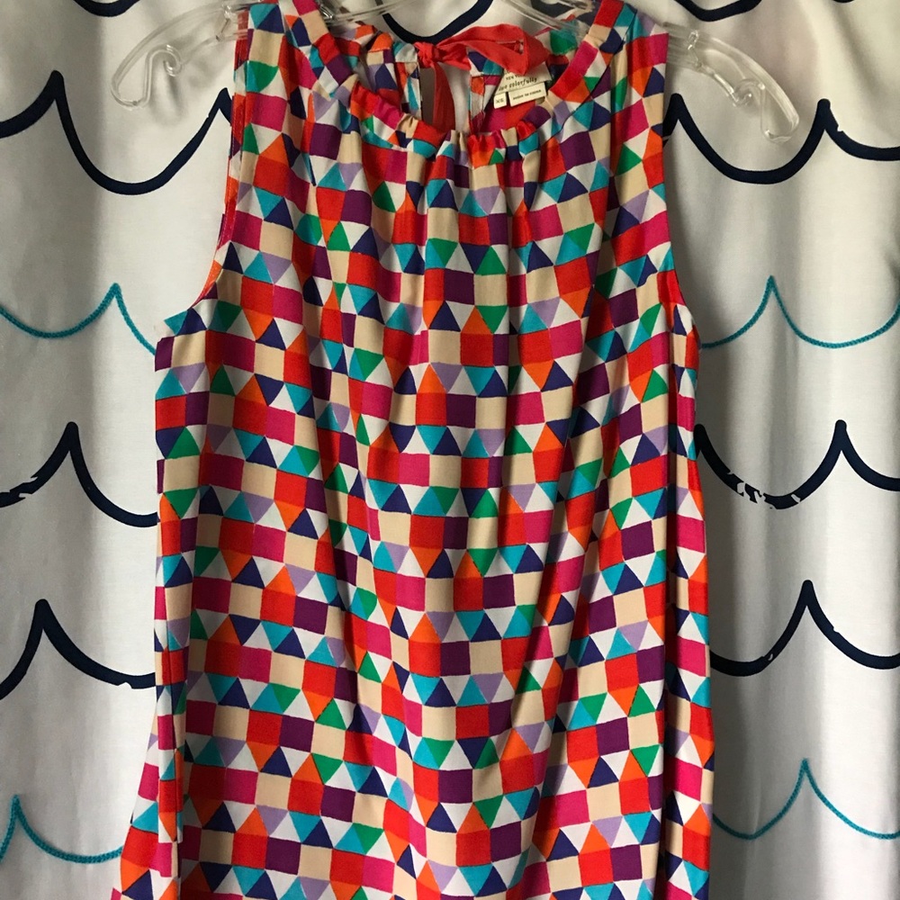 Kate Spade Sleeveless Geometric Blouse w/ Keyhole